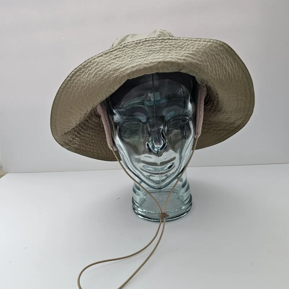 Physician Endorsed UPF Sun Hat with Fleece Ear Flaps Tan Nylon Winter Sun Hat - Picture 6 of 9
